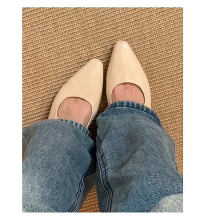 Soft sheepskin - genuine leather French style old money style one-button bag cap toe half-heel women's summer outerwear casual inner high-heeled flip-flop shoes
